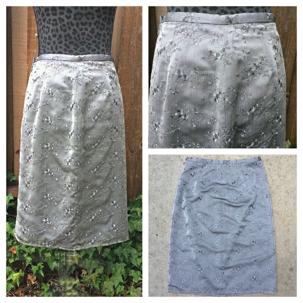 Preview Collection Silver Embroidered Floral Skirt - Size 6
